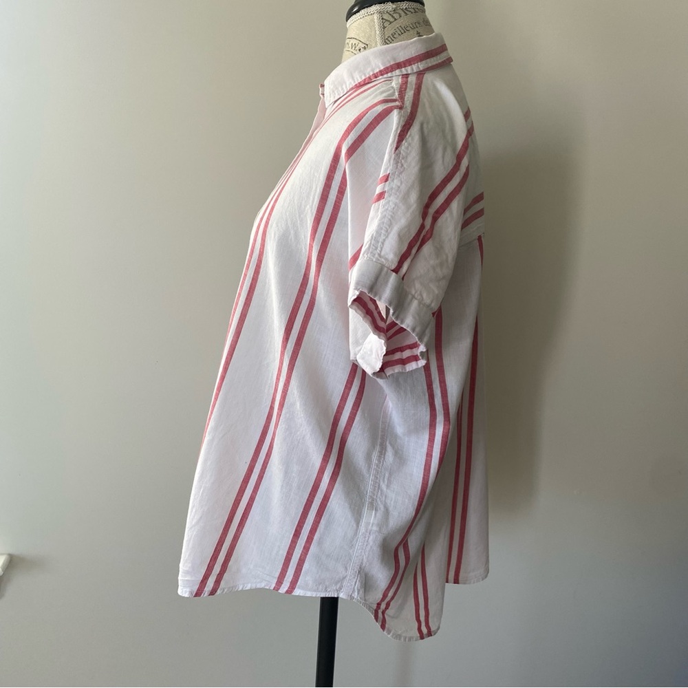 Goodthreads Red & White Striped Button Up Shirt - image 2